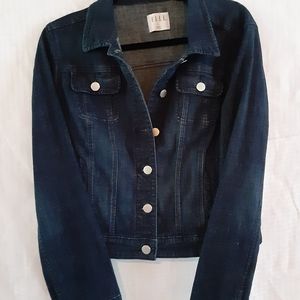 Denim Elle full sleeve semi cropped jacket